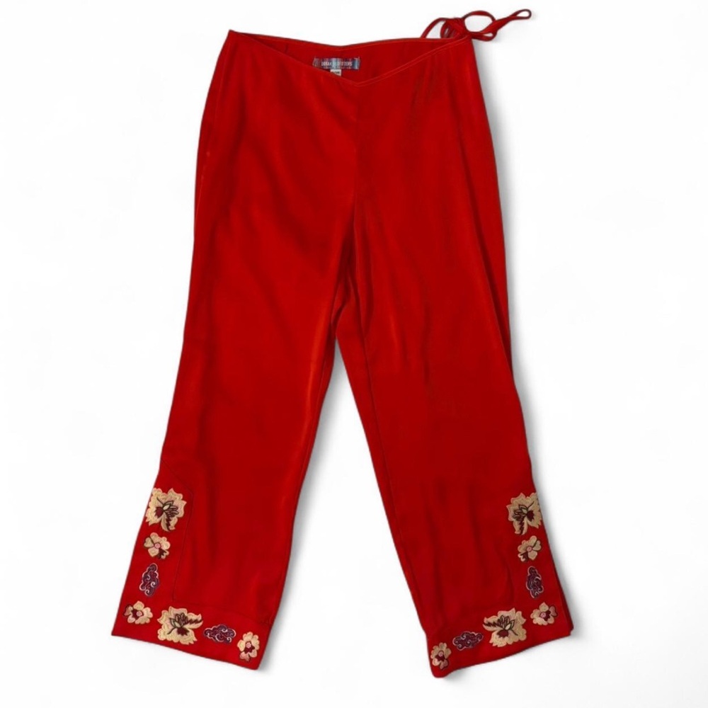 Red Floral Women's Pants - Picture 2 of 5